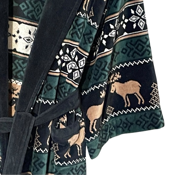 Roundtree & Yorke Vintage Long Heavyweight Cotton Robe Shawl Collar Self Tie - Picture 11 of 12